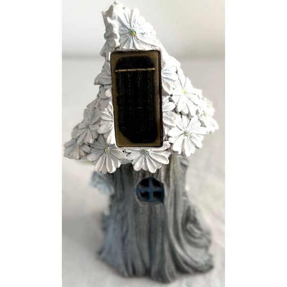 Whimsical Floral Fairy House Tree Figurine With Butterfly & Solar Panel For Gard - Picture 4 of 4